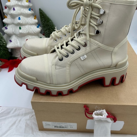 Men’s Christian Louboutin Panaroot dune combat boots coded canvas/leather 44EU - Picture 3 of 12